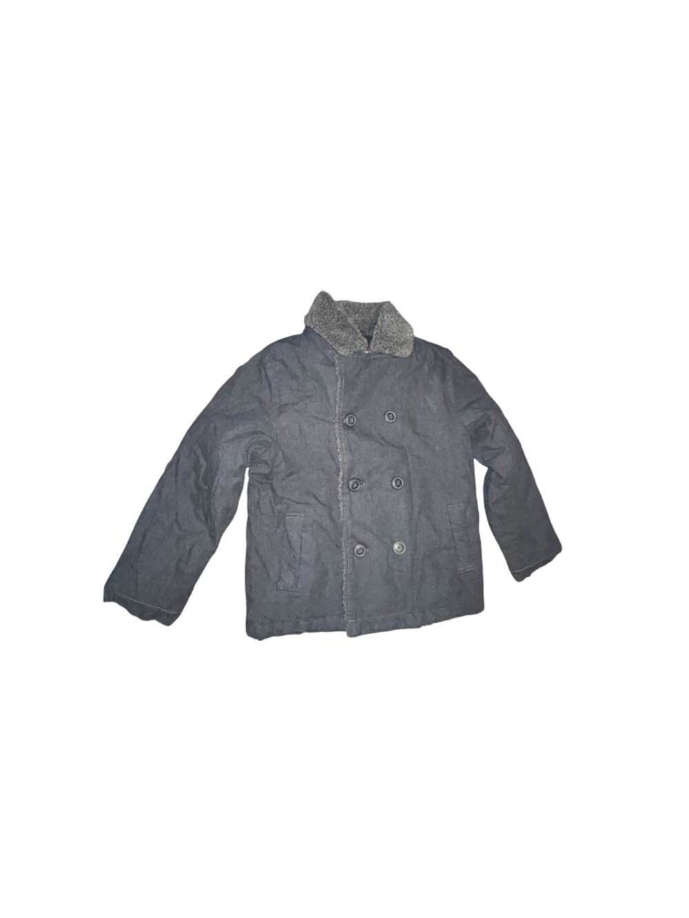 OshKosh Boys Faux Fur Collar Double-Breasted Cotton Blend Coat